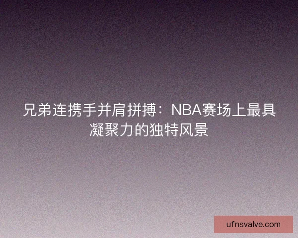 兄弟连携手并肩拼搏：NBA赛场上最具凝聚力的独特风景