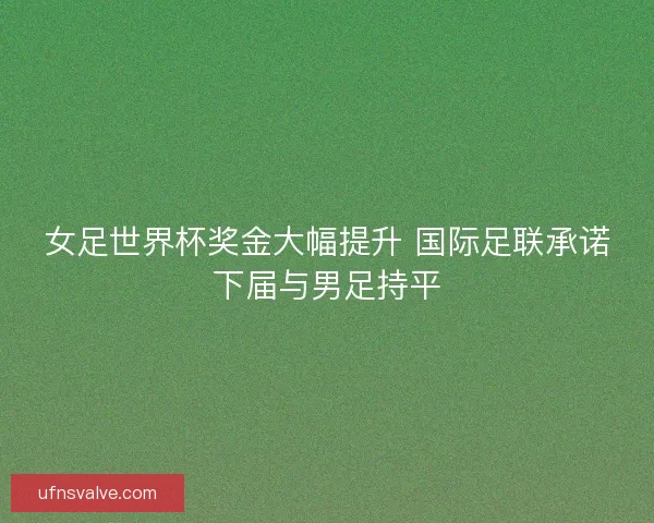 女足世界杯奖金大幅提升 国际足联承诺下届与男足持平