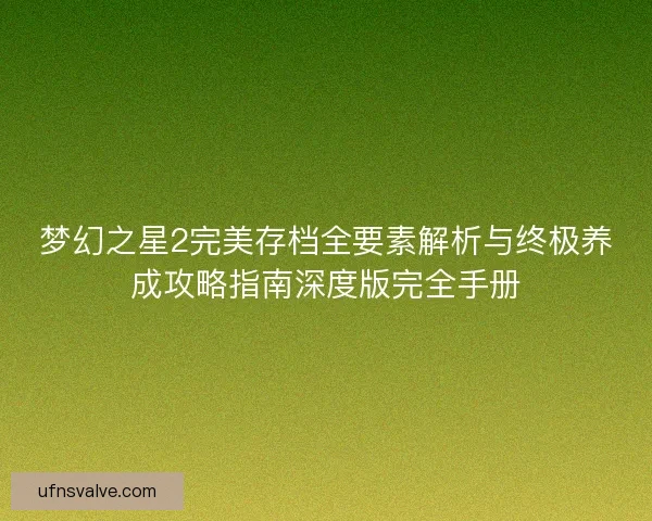 梦幻之星2完美存档全要素解析与终极养成攻略指南深度版完全手册